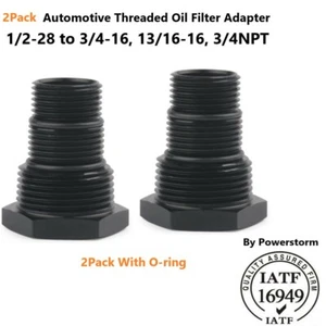 2pack 1/2-28 to 3/4-16, 13/16-16, 3/4NPT Automotive Threaded Oil Filter Adapter - Picture 1 of 4