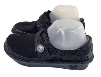 Tamancos de neoprene Alegria DEN-435 camurça preta sapatos confortáveis femininos UE tamanho 38 - Imagem 1 de 4