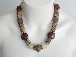 Collana Collier Africa Vetro Perle Commerciali 1 Pietra di Vetro Danneggiata! 157,8 g/52,5 cm - Foto 1 di 8