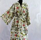 Floral Printed Long Kimono Dress Indian Summer Cotton Beach Cover Up Sleepwear