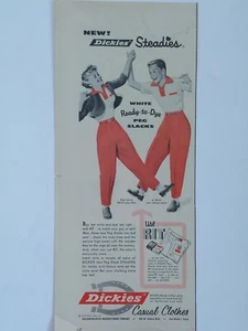 1955 vintage Dickies clothing print ad. White ready to dye peg slacks - Picture 1 of 1