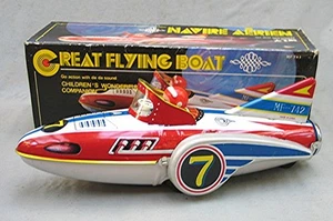 Cohete de fricción de hojalata vintage -- gran bote volador con caja -- hecho en China - Imagen 1 de 10
