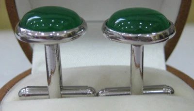 Natural Jade Shell Agate Men Cufflinks Shirt Clip Cuff Links Round Wedding Party - Image 1 of 4