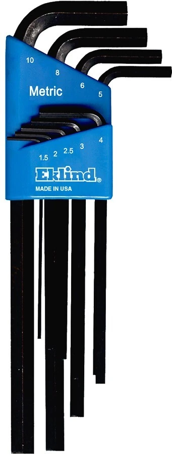 Eklind Metric Hex Wrench Key Set 9pc Black Finish 1.5-10 MM 10609 MADE IN USA - Image 1 of 4