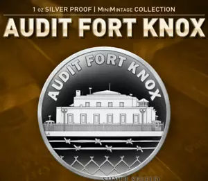 2025 - AUDIT FORT KNOX - 1 oz 999 Fine Silver Shield Proof Round MINIMINTAGE - Picture 1 of 5