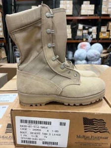 McRae Army Combat Hot Weather Tan Boots size 7 W Wide NEW IN BOX - Picture 1 of 3
