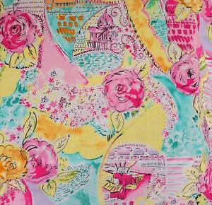 Cotton Twill Spandex Fabric Satin Finish Multicolor Big Flower Print By Yard 