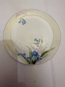 Vintage Nippon Hand Painted Porcelain Blue Flower 6.25" Bread Plate - Picture 1 of 2