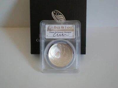 2014-P CASSIE McFARLAND HALL of FAME SILVER $1.COIN PCGS MS70 F.S. SIGNED  - Image 1 of 4