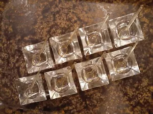 8-VINTAGE 2" QUADRATISCHE OFFENE SALZKELLER GLAS EINZELN MIT KUNSTSTOFFLÖFFELN  - Bild 1 von 6