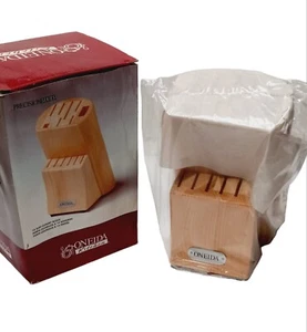 ONEIDA Wooden Knife Block Blonde Wood Cutlery Kitchen Knives NEW IN BOX - Picture 1 of 6