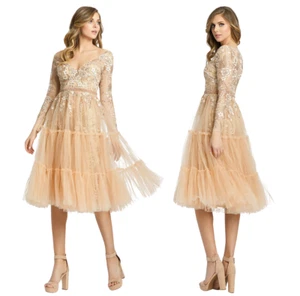 Mac Duggal 67547 Peasant Skirt Floral Dress Size 4 MSRP $538 - Picture 1 of 14