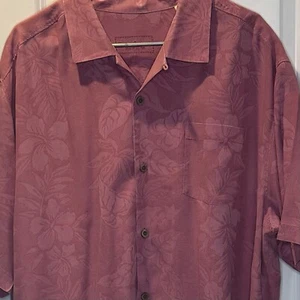 Tommy Bahama rotes Seiden Hawaii Camp Hemd XL tropische Blätter - Bild 1 von 4