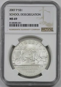 2007-P School Desegregation $1 NGC MS 69 Modern Commemorative Silver Dollar - Picture 1 of 4