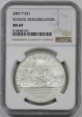 2007-P School Desegregation $1 NGC MS 69 Modern Commemorative Silver Dollar - Image 1 of 4