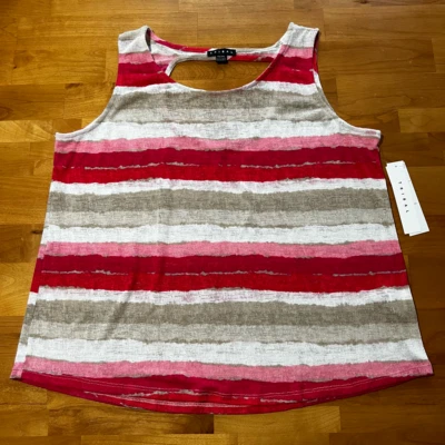 Camiseta sin mangas tejida texturizada estampada tribal, para mujer talla XXL, rosa alto NUEVA Foto 1 de 4