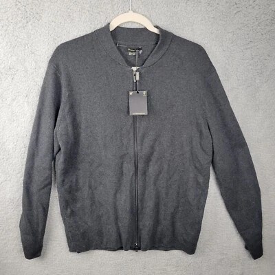 Cárdigan con cremallera MASSIMO DUTTI con ribete de gamuza sintética gris oscuro talla XXL 2XL Foto 1 de 4