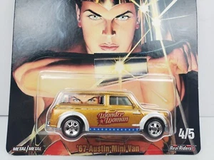 Womder Woman Hot Wheel '67 Austin Mini Van DC Comics Real Riders 1:64 Diecast B - Picture 1 of 8