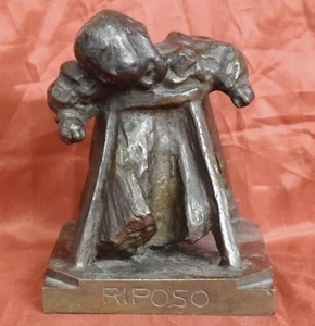 bronze BRONZE SCULPTURE EUGENIO PELLINI "THE REST" early 1900 - Picture 1 of 6