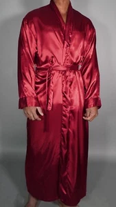 ADULT LONG MAROON SATIN LONG ROBE (SIZE XL) - Picture 1 of 4