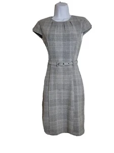 H&M Women's Classic Cap Sleeve gray Belted dress / size extra small / pre-owned  - Picture 1 of 12