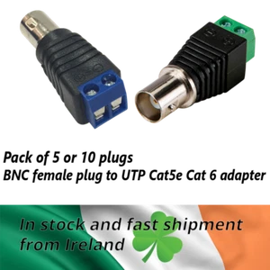 10 or 100 BNC female connector plug to CAT5 CAT6 UTP adapter with screw terminal - Imagen 1 de 9