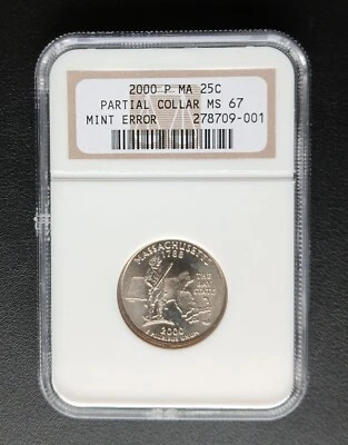 2000 P Partial Collar MASSACHUSETTS Error Quarter NGC MS 67 PICTURES INCLUDED - Image 1 of 2