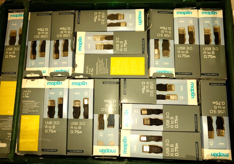 Maplin USB 3.0 Type A to B Printer Cable BLACK 75cm 0.75m Brand New Job lot x90 - Image 1 of 4