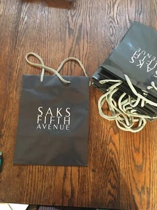 Saks Fifth Avenue Signature Paper Shopping Bag Black 10.5" x 8.5" x 6”