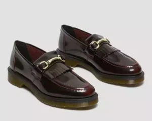 Dr Martens Adrian Snaffle Smooth Leather Kiltie Red Loafers Men's Size 8 NEW - Picture 1 of 9