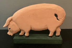 Hand Carved Folk Art Wooden Pig Hog Made In Philippines - Picture 1 of 8