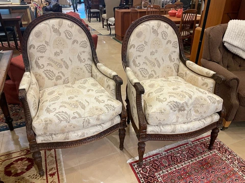 Pair of Antique French Upholstered Armchairs Cover