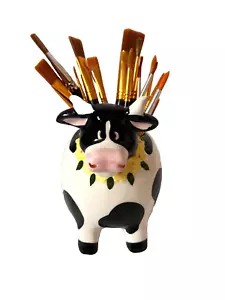 VINTAGE/ RETRO UTENSIL HOLDER/ PEN POT/ MAKE UP BRUSH HOLDER - RETRO COW - VGC - Picture 1 of 14