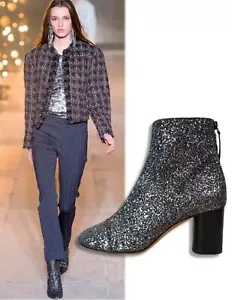 ISABEL MARANT Fr 37 Ritza Botines Plata Brillo Tacón EE. UU. 6 NUEVOS - Imagen 1 de 8