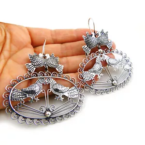 Große 925er Sterlingsilber Maria Belen Taxco Taubenvögel Ohrringe Geschenkverpackung - Bild 1 von 6
