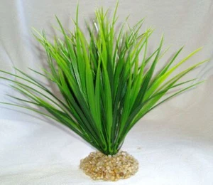 8-9" LARGE Green Vanilla SWORD GRASS thick soft plastic plant, stone base - Picture 1 of 2