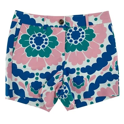Boden Shorts Womens 2 Pink Blue Flower Floral Chino Khaki Casual Resort - Image 1 of 4