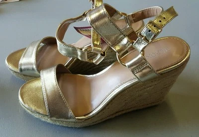 Merona Women‘s Melinda, Quarter Strap Wedges Bright Gold with Gold Accents - Image 1 of 3