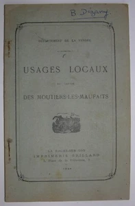 Vendée. Usages locaux du Canton de Moutiers-Les-Maufaits. 1934 - Picture 1 of 1