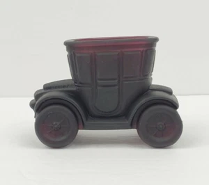 Antique Car Amethyst Satin Glass Match Toothpick Holder 3 1/2" x 2 3/8" x 1 3/4" - Picture 1 of 12