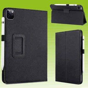 Für Apple iPad Pro 12.9 2021/ Air 13 2024 Schwarz Kunstleder Cover Tablet Tasche - Picture 1 of 1