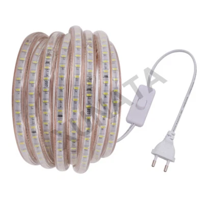 STRISCIA STRIP LED BOBINA SMD 3014 SPINA 220V BIANCA TUBO INTERNO ESTERNO 1-50M - Immagine 1 di 4