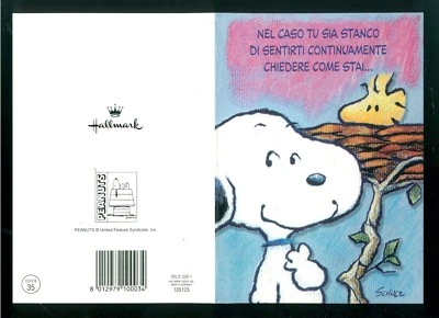 PEANUTS SCHULZ SNOOPY WOODSTOCK BIGLIETTO AUGURI GIFT CARD HALLMARK ANNI '80 - Bild 1 von 2