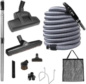 Central Vacuum Deluxe Plus Kit 35ft ON Off Low Voltage Hose Air Driven Carpet - Picture 1 of 6
