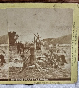 29. L.A. HUFFMAN CAMP ON LITTLE HORN MONTANA STEREOVIEW N. 58 - Foto 1 di 3