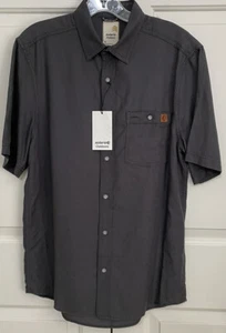 NWT Solaris size S charcoal gray short sleeve button up shirt mens - Picture 1 of 6