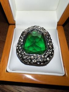 Alexis Bittar emerald color Stone statement Ring With Crystals. Sz 8