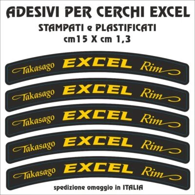 5 o 8 Adesivi per cerchi EXCEL  NERO o TRASPARENTE per ruote da  21- 19- 18 - 17 - Immagine 1 di 4