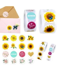 Sonnenblumenaufkleber 1000er Pack für Back to School oder Home Business Vintage rund - Bild 1 von 6