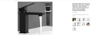 KES Vessel Sink Faucet and Drain Combo, Black Bathroom Faucets L3156BLFF12-BK-C2 - Picture 1 of 7